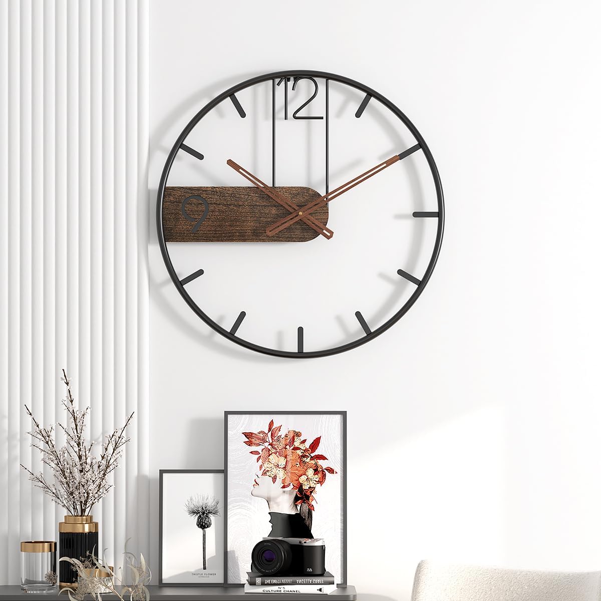 16inch Large Metal Wall Clock Rustic Round Nearly Silent Vintage Decorative Big Wall Clocks for Living Room Decor Kitchen, Bedroom, Farmhouse Modern Wall Art - Image 5
