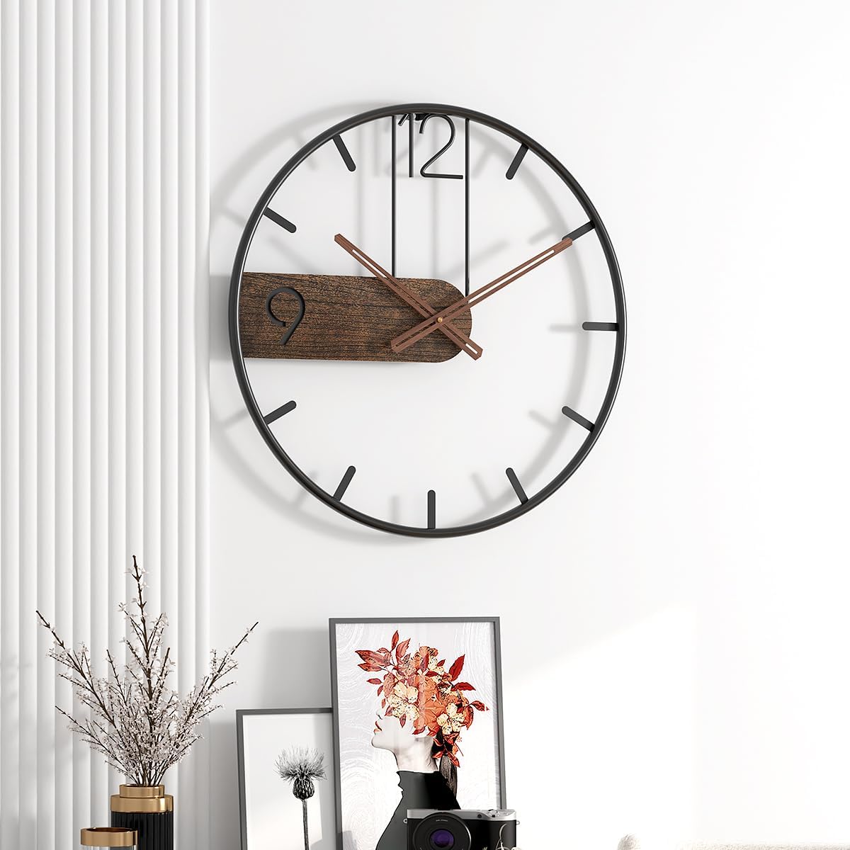 16inch Large Metal Wall Clock Rustic Round Nearly Silent Vintage Decorative Big Wall Clocks for Living Room Decor Kitchen, Bedroom, Farmhouse Modern Wall Art - Image 6