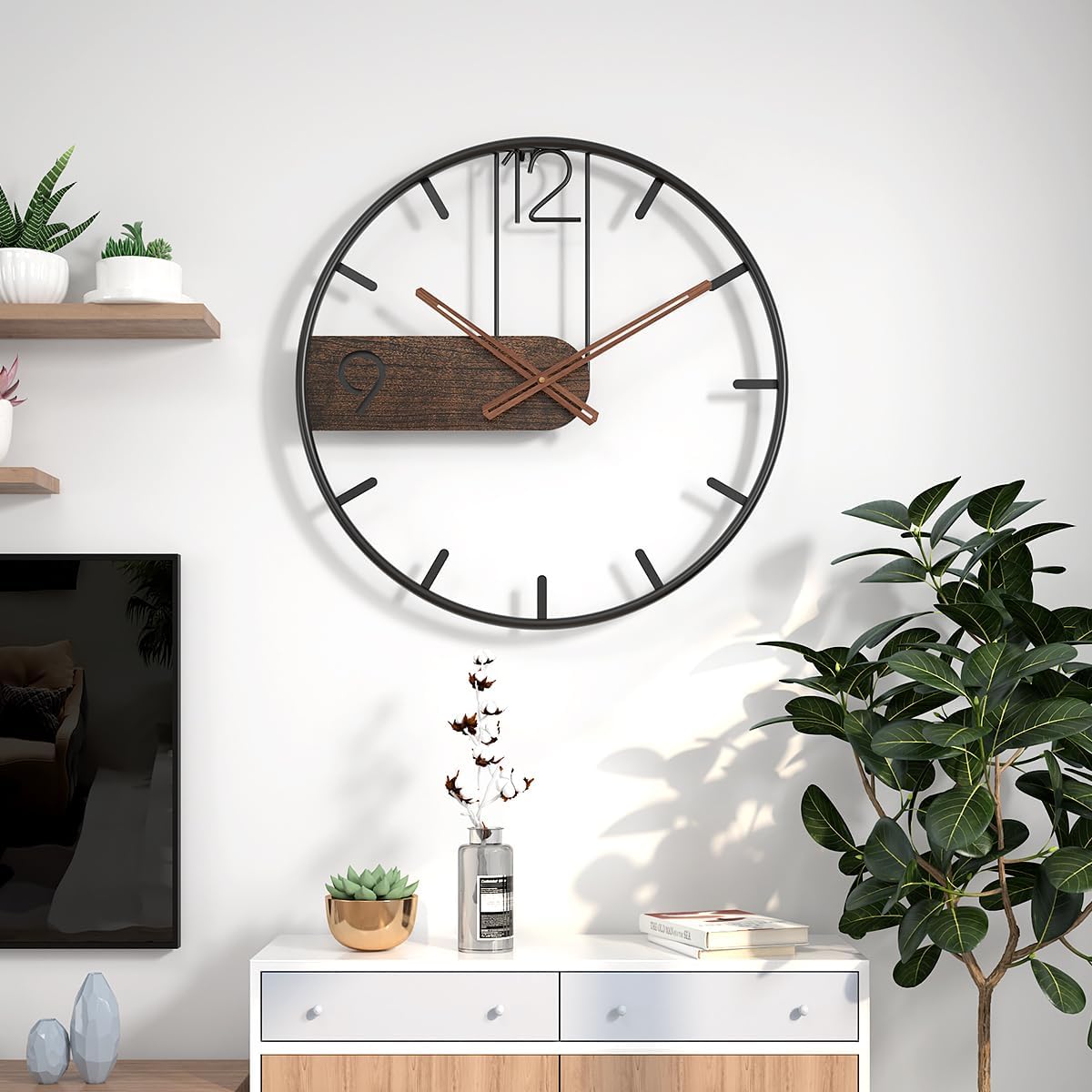 16inch Large Metal Wall Clock Rustic Round Nearly Silent Vintage Decorative Big Wall Clocks for Living Room Decor Kitchen, Bedroom, Farmhouse Modern Wall Art - Image 7