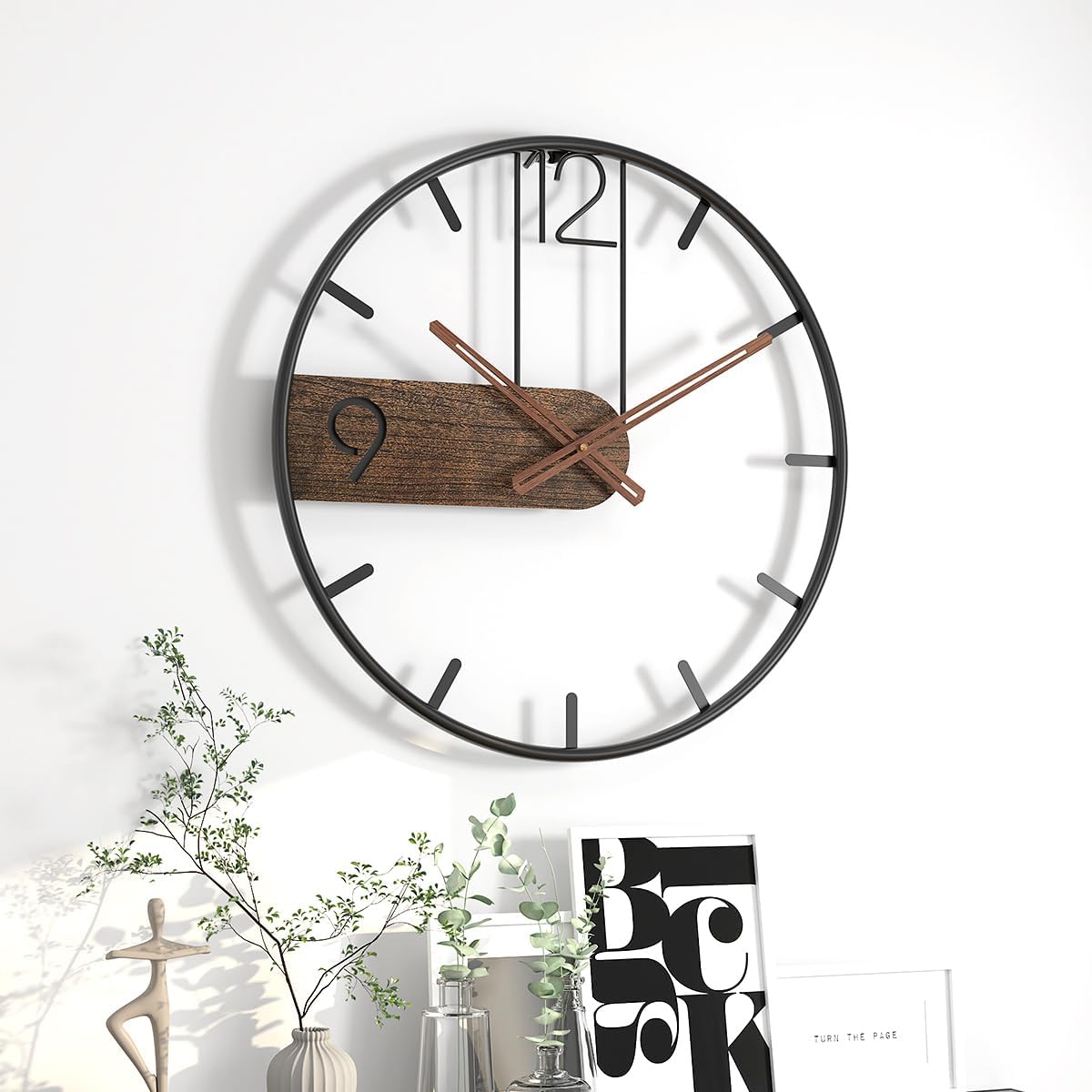 16inch Large Metal Wall Clock Rustic Round Nearly Silent Vintage Decorative Big Wall Clocks for Living Room Decor Kitchen, Bedroom, Farmhouse Modern Wall Art - Image 8