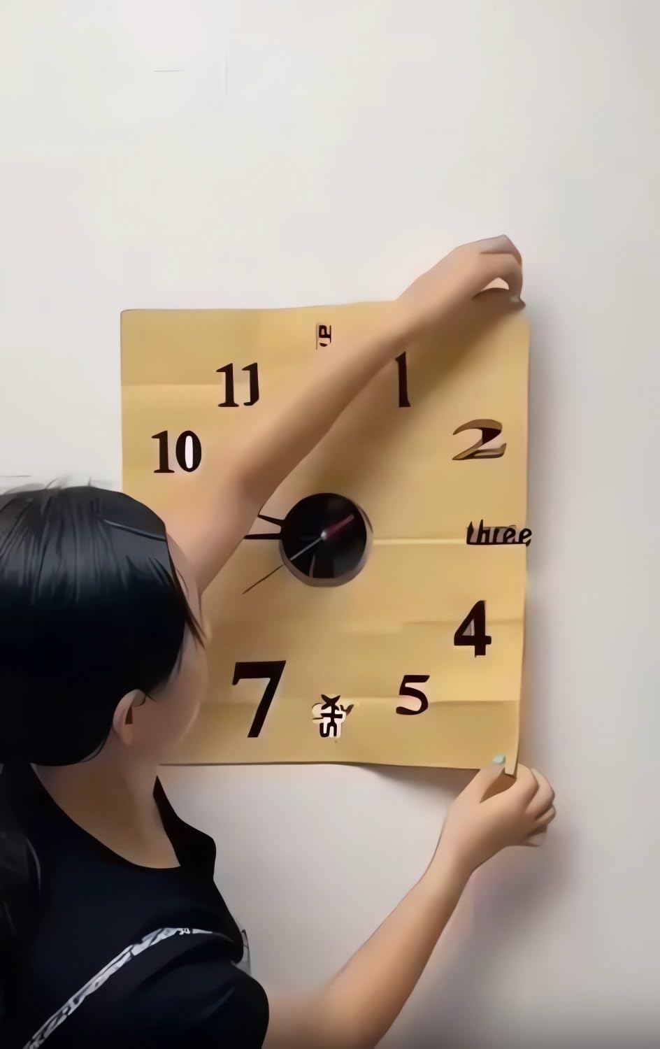 3D Wall Decal Decorative Clock - 2024 New Frameless DIY Wall Clock, Large Acrylic DIY Clock Kit, Punch-Free & Easy to Install, Wall Clocks for Living Room Office Decor (Black) - Image 3