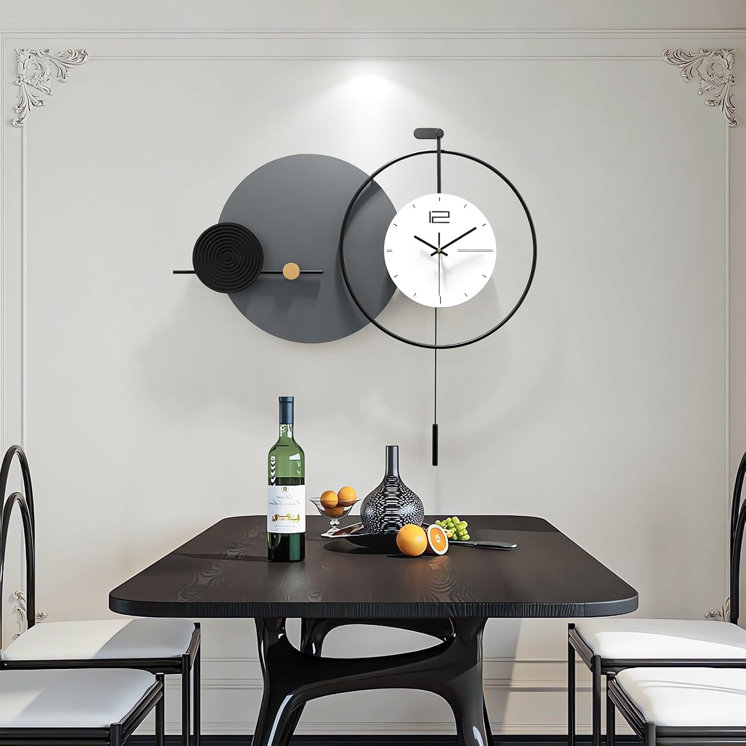 Large Modern Wall Clock for Living Room,Decorative Silent Battery Operated Wall Clock with Pendulum Metal Wall Art for Kitchen/Bedroom/Entryway/Office Decor - Image 8
