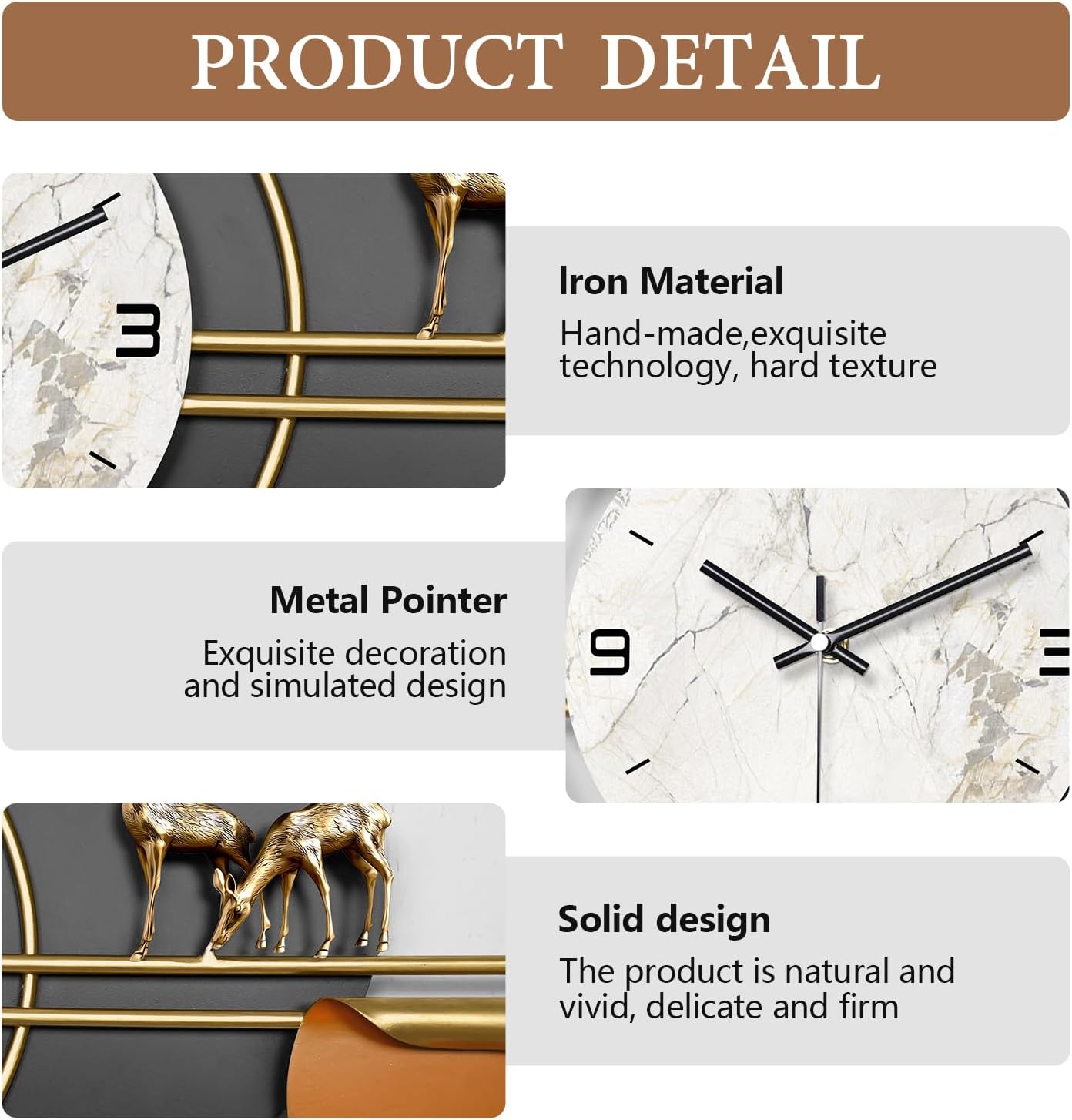 Large Wall Clocks for Living Room Decor,Decorative Modern Silent Wall Clock with Pendulum Metal Wall Art for Kitchen/Bedroom/Entryway/Office Decor 36''Lx19''W - Image 4