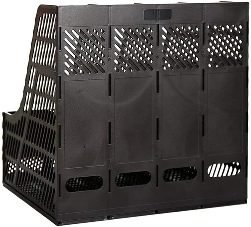 SAYEEC Desktop Magazine Holder Desk File Organizer 4 Compartments Vertical File Dividers Book Holder Frames Document Cabinet Rack Storage Organizer Box for Home Office School Black - Image 4